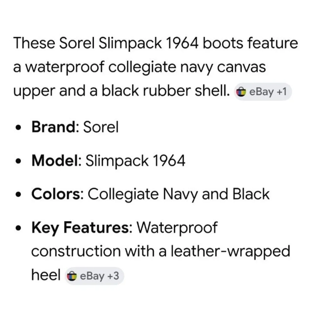 Sorel Women's Slimpack 1964 Boots Waterproof Collegiate Navy Canvas Rubber 7.5